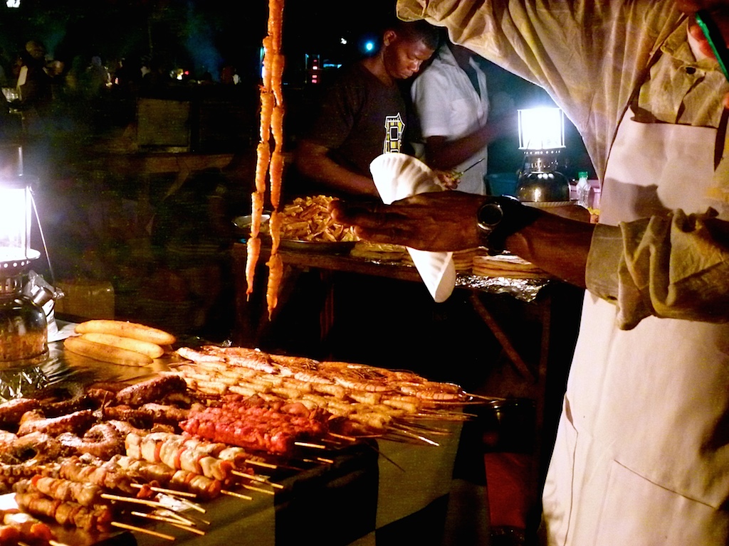 Zanzibar night market stalls